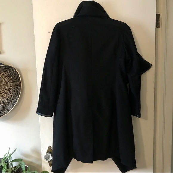 Custom Designed & Tailored Wool / Leather Coat, Size S - Picture 14 of 14